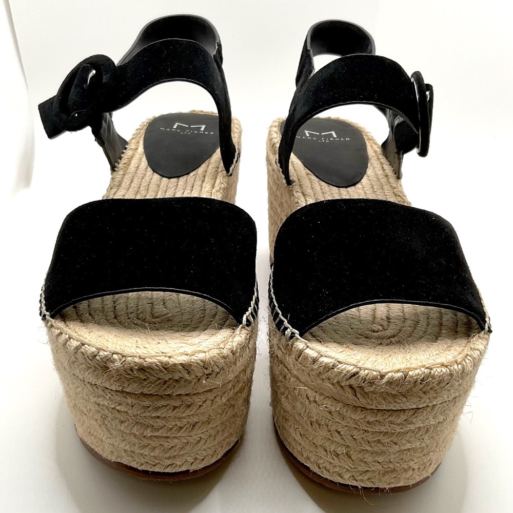MARC FISHER sandal Platform Open toe Size 10M Black Tan NEW